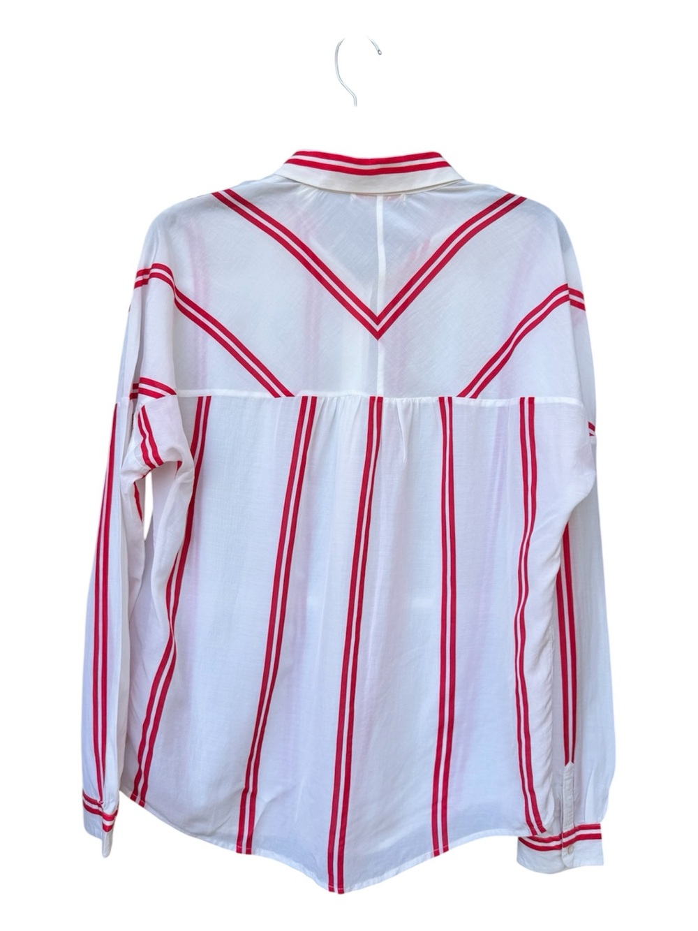 Scotch & Soda Hot Lips Stripe Button Up Shirt Red White Size  1 Small - Picture 3 of 7